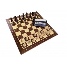 Profesjonalny Zestaw Turniejowy nr 2: szachownica drewniana, intarsjowana nr 5 + figury drewniane Staunton nr 5/II + zegar elektroniczny DGT 2010 (Z-25)